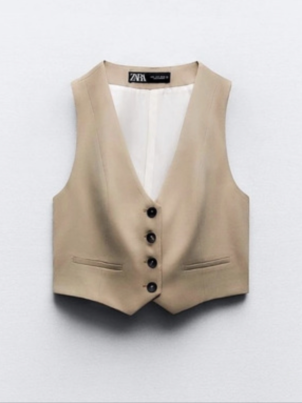 Zara Tailored Short Waistcoat in Brown Size Medium